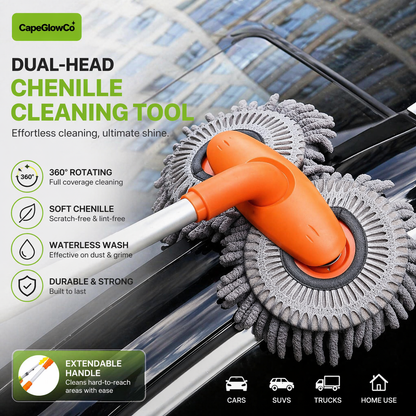 CapeGlowCo Extendable Dual-Head Chenille Car Cleaning Mop